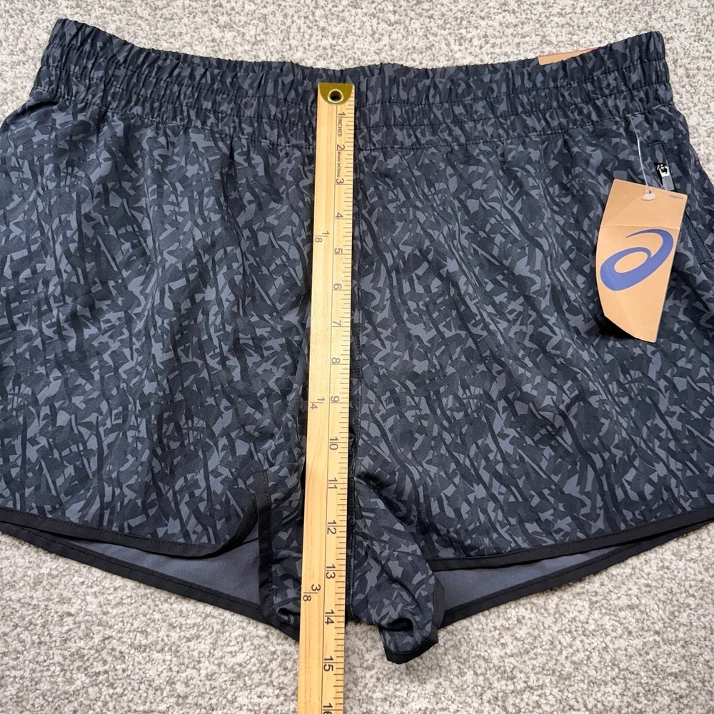 NWT Women's ASICS Athletic Black Patterned Woven Lined Running Shorts Size XL - Picture 12 of 12